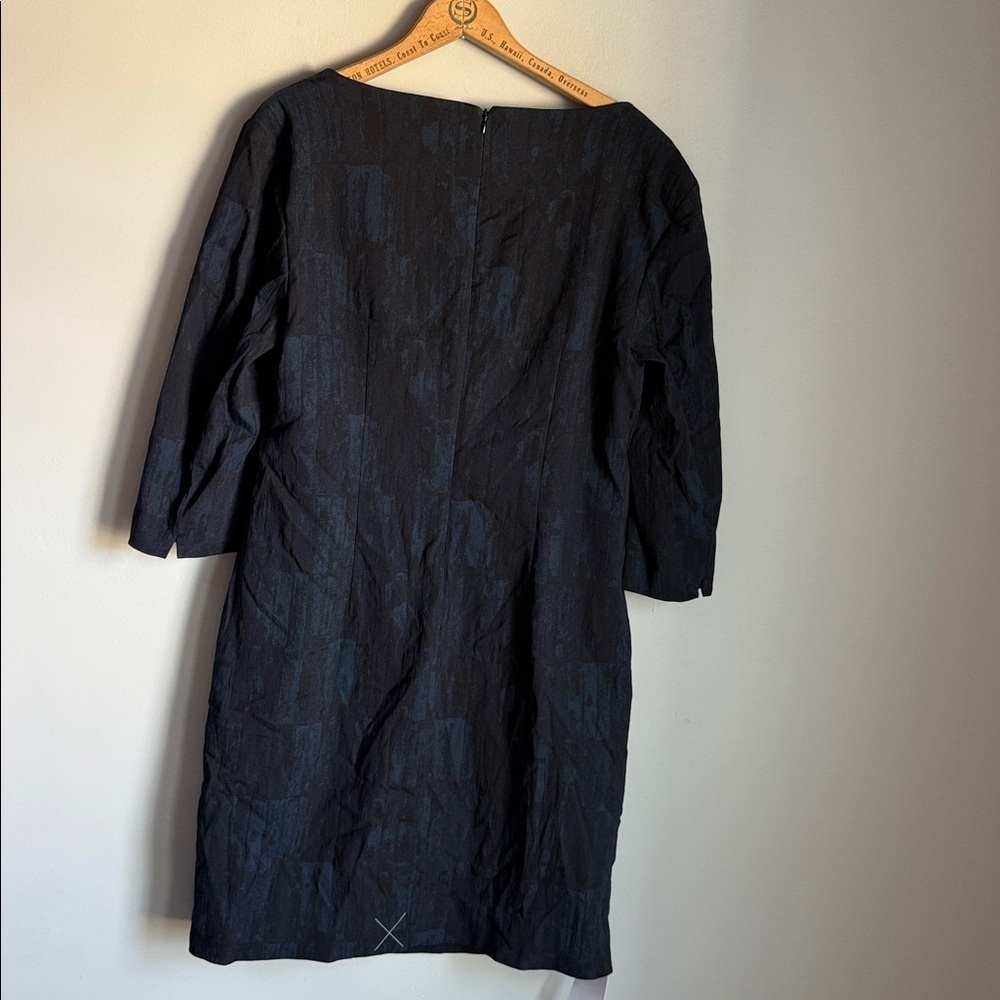 NEW M.M.LaFleur Etsuko brushed jacquard blue/black dress 14 - Picture 3 of 11